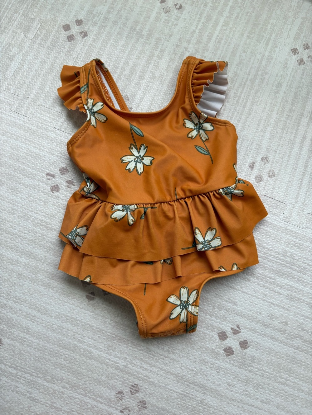 Carter's Rust Floral Ruffle One-Piece Swimsuit